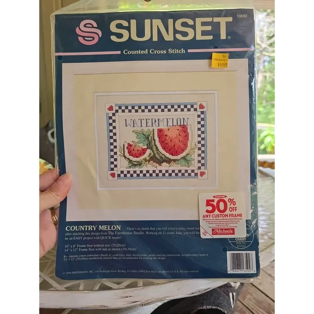 Dimensions Sunset 1994 Cross Stitch Kit 13592 Country Melon Size 10”x8”